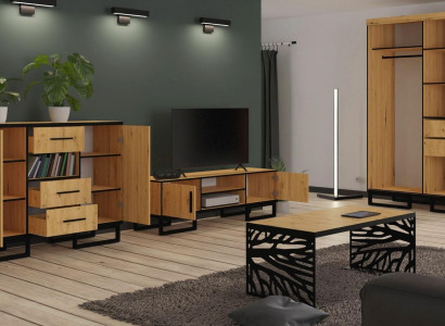 Wohnwände Kommoden Schrank Tisch neu 4tlg Wohnzimmer Set Vitrine Kommode
